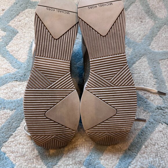 Womens 8.5 Michael Kors Georgie Glitter Chain-Mesh Leather Sneakers Lightly worn - Picture 11 of 11